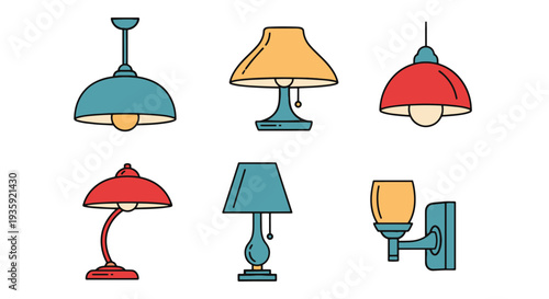 Decorative Lamp Line soft dynamic tone illustration