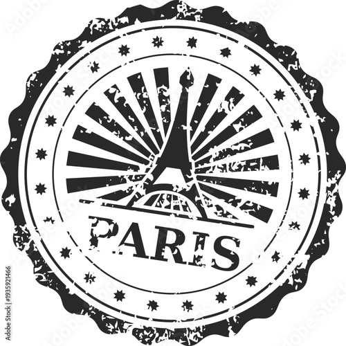 Paris mail seal insignia. Postal emblem imprint