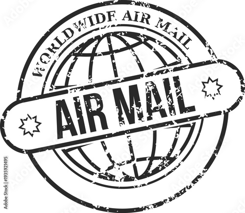Air mail stamp. Postage envelope seal insignia