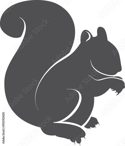Squirrel black icon. Woodland fauna. Rodent logo
