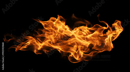 Flame Dance: An enthralling depiction of a vibrant, fiery blaze, tongues of radiant heat against the darkness, embodying raw energy and the untamed power of nature.