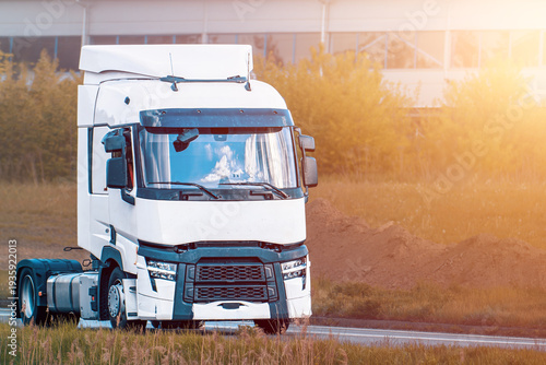Photos Modern diesel lorry cab on asphalt