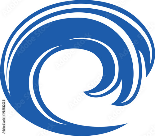 Surfing wave blue logo. Nature travel symbol