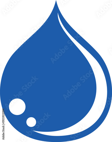 Water droplet. Blue raindrop shape. Clean symbol