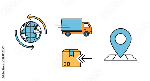 Delivery tracking Line art modern bright color illustration