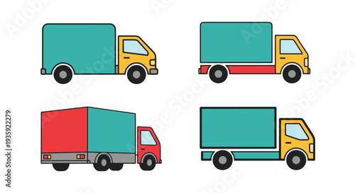 Delivery Truck Line art vector abstract vivid tone