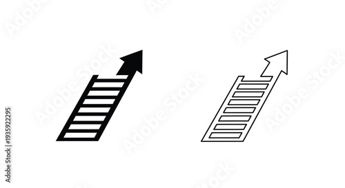 Set of 2 black ladder with arrow up icons vector