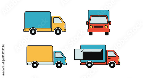 Delivery Truck Line creative color vector design