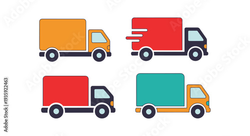 Delivery Truck Line art vector clean color artwork