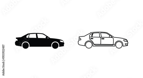 Modern minimalist car silhouettes Vector