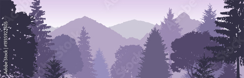 Mountain forest banner background. Nature travel outdoor