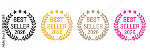 Best Seller Badge, Premium Quality Award Icon, Marketing Label, Sales Promotion Emblem, Transparent Background