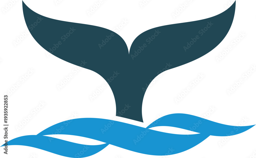 custom made wallpaper toronto digitalFish tail in water waves. Blue whale logo