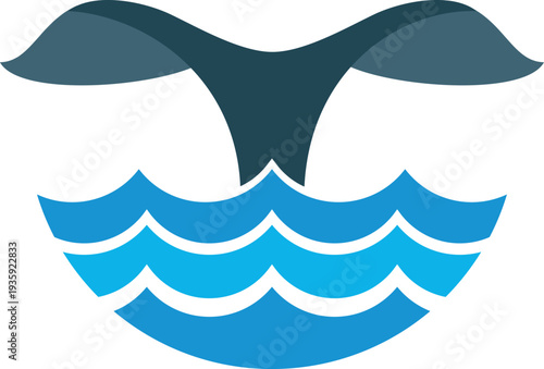 Whale tail color logo. Wild animal icon