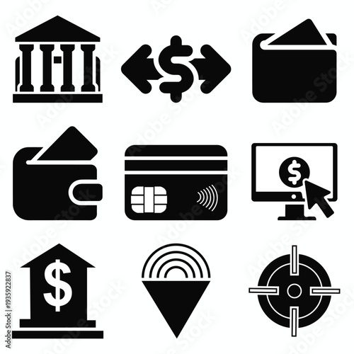 Wallpaper Mural Fintech and Digital Banking Icon Set - Financial Services, Online Payment, and Money Management Vector Icons Torontodigital.ca