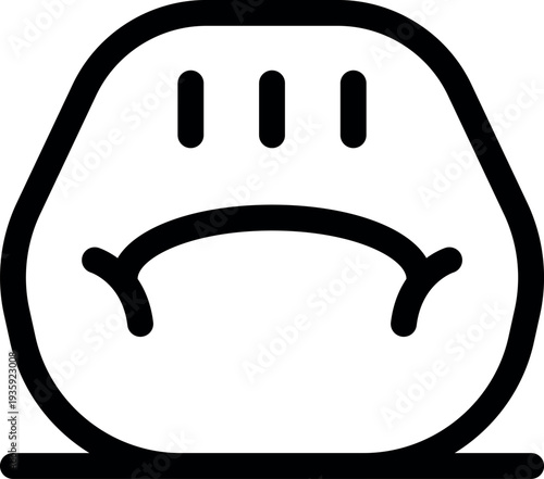 Beanbag chair showing sadness with a downturned mouth and vertical lines resembling tears