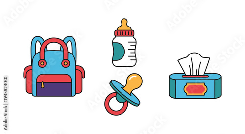 Diaper Bag Line art vector colorful digital color