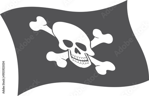 Jolly roger emblem. Waving black flag icon