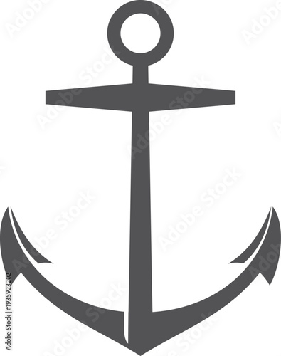 Anchor black silhouette. Sailing port dock symbol