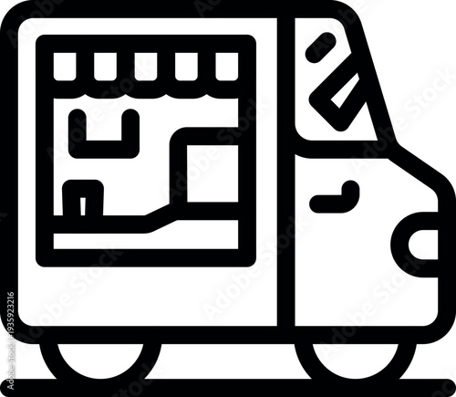 Food truck selling street food and fast food, a mobile kitchen offering takeaway service