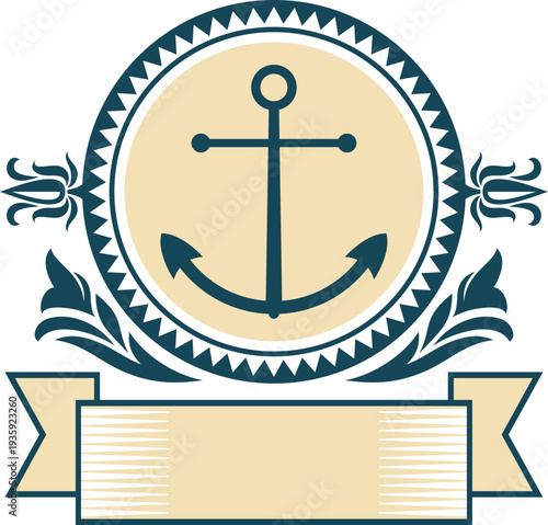 Navy club logo with anchor symbol. Adventure travel