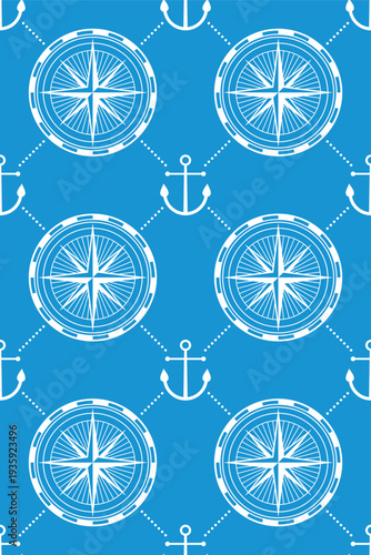 Marine travel pattern. Decorative seamless banner background