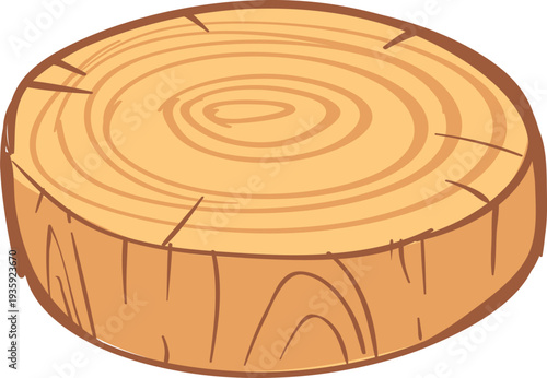 Round wooden section. Tree trunk slab icon