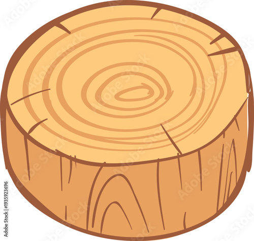 Tree trunk section with wooden texture cartoon icon