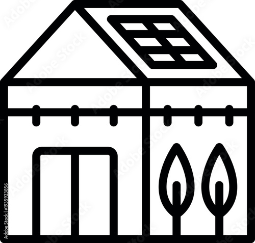 Modern eco friendly house is using solar panels on the roof to generate clean energy