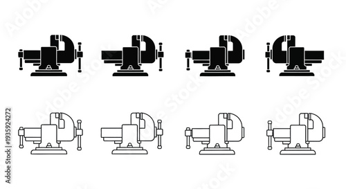 Industrial valve icons black and white line art variations displayed