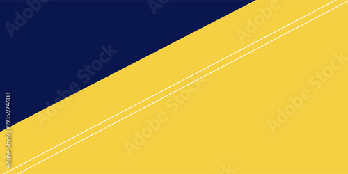 Geometric abstract background with navy blue and yellow color block design and thin white lines