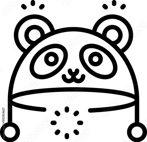 Adorable panda designed winter hat, featuring ear flaps, pompoms, and a charming panda face, perfect for staying cozy and fashionable during cold weather