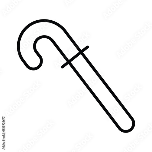 Vector of a traditional shepherd's hooked cane with a straight handle