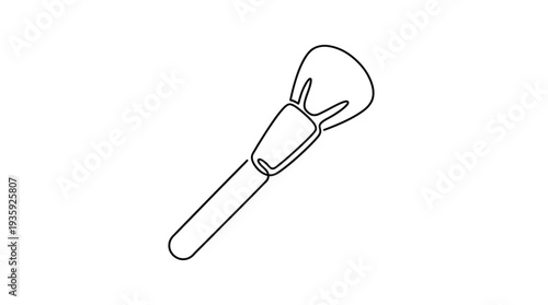 Makeup Brush One-Line Icon, Single Continuous Line Minimal Beauty Tool Outline