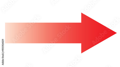 Fading red arrow pointing right, transitioning from light to dark, signifying gradual progress, growth, or movement on a white background.