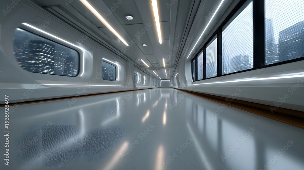 Obraz premium A sleek minimalist corridor in a futuristic architectural space