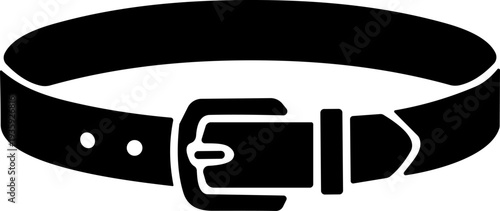Belt silhouette icon vector illustration featuring buckle, adjustment holes, and closed loop design for fashion accessory motifs