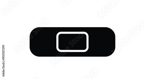 A simple black adhesive bandage with a white rectangular pad
