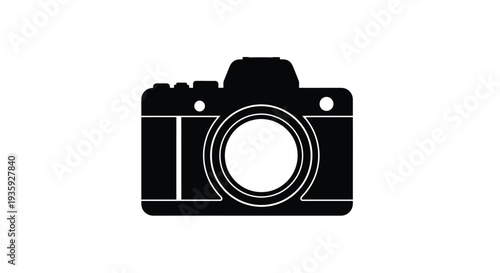 Simple black silhouette of a classic single lens reflex camera