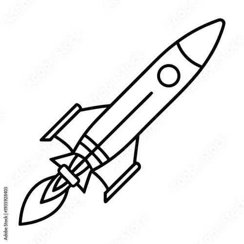Rocket Launching Outline Vector Illustration