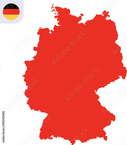 Germany Map Vector Illustration with Clean Country Silhouette Shape Isolated on Transparent Background, Simple Geography Design for Travel.