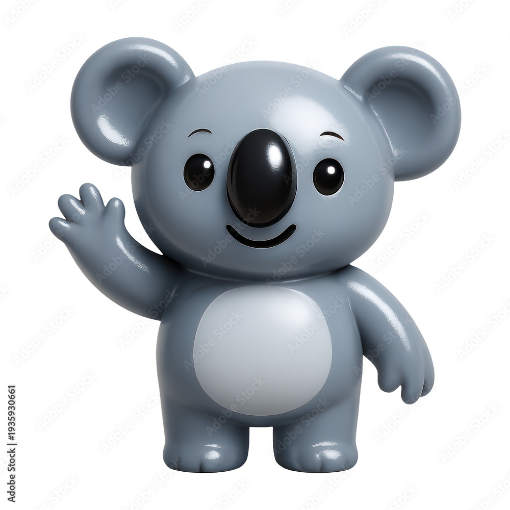 Naklejka premium PNG Cute cartoon koala waving hello.