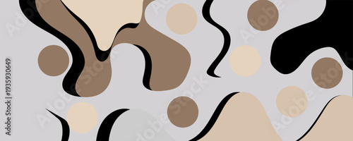 Abstract background with organic shape and hand draw line in pastel colors. Modern design template with space for text. Minimal stylish cover for branding design.