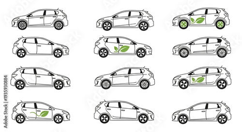 Car Parts Illustration with Highlighted Components.