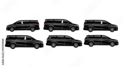 Black SUVs Various Angles Isolated.
