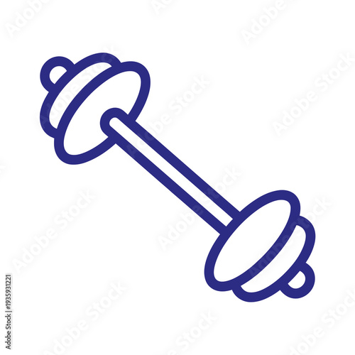 Vector of a single barbell with weights on both ends isolated