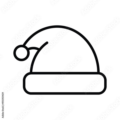Vector of a classic santa hat with a fluffy pompom on top