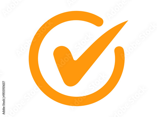 Orange check mark with transparent background circle vector