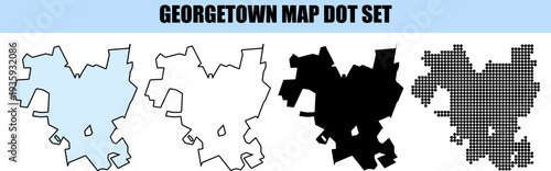 Collection of Georgetown city boundary map variations including solid and dotted vector designs