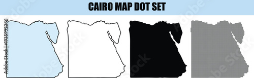 Egypt vector map graphic illustration set with outline, silhouette, and pixel art styles.